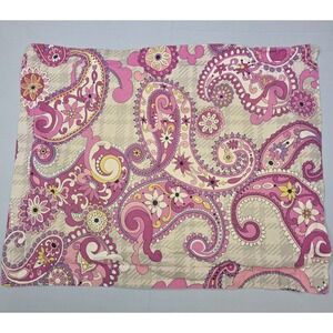 Vera Bradley Pillow Shams Set of 2 Pink Paisley Plaid Cotton Standard Covers